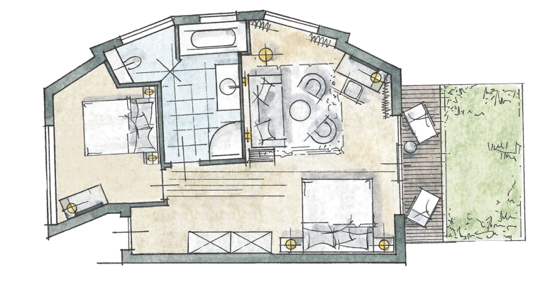 komfort-suite-zimmer-mit-garten-skizze